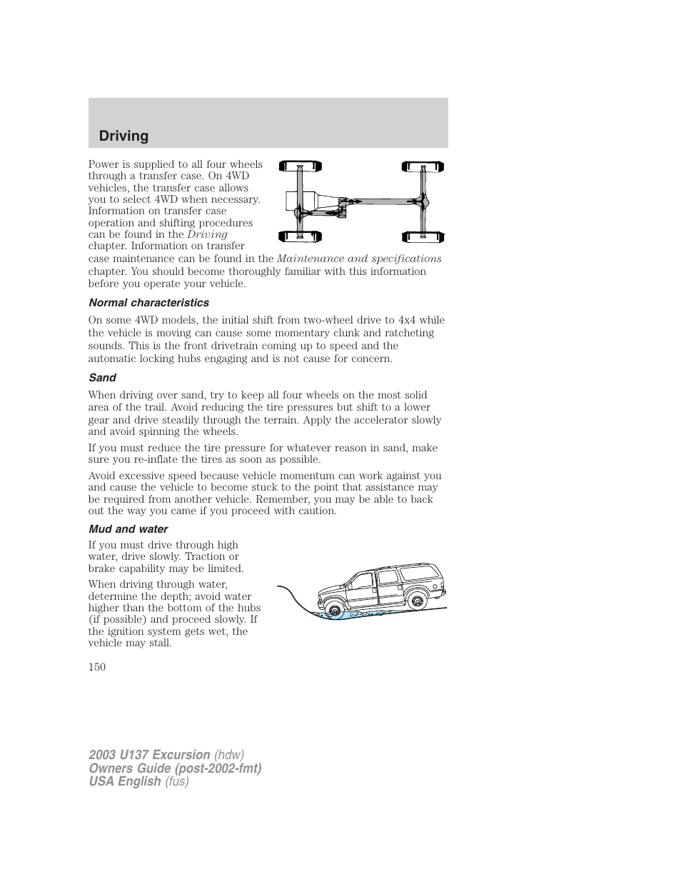 Driving | FORD 2003 Excursion v.3 User Manual | Page 150 / 256