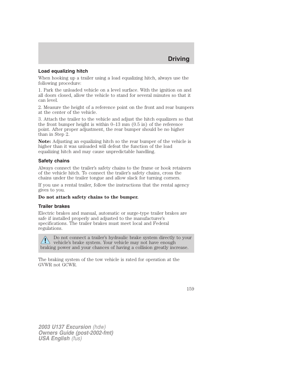 Driving | FORD 2003 Excursion v.3 User Manual | Page 159 / 256