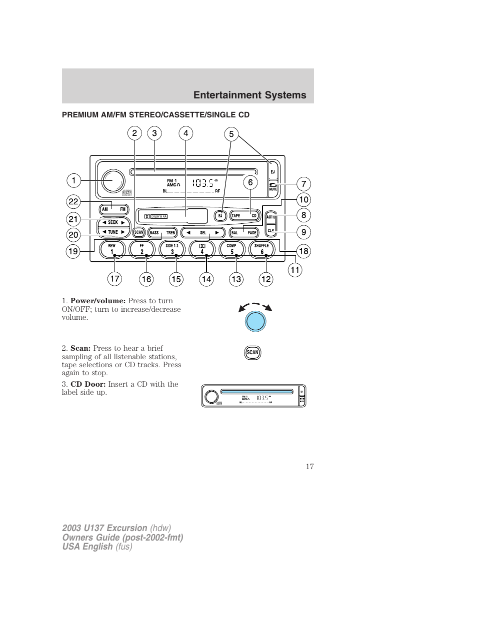 Entertainment systems | FORD 2003 Excursion v.3 User Manual | Page 17 / 256
