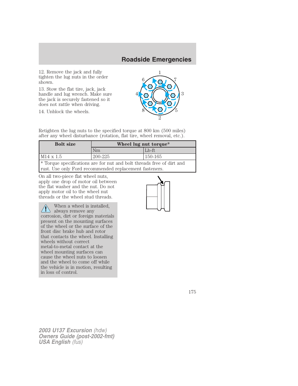 Roadside emergencies | FORD 2003 Excursion v.3 User Manual | Page 175 / 256