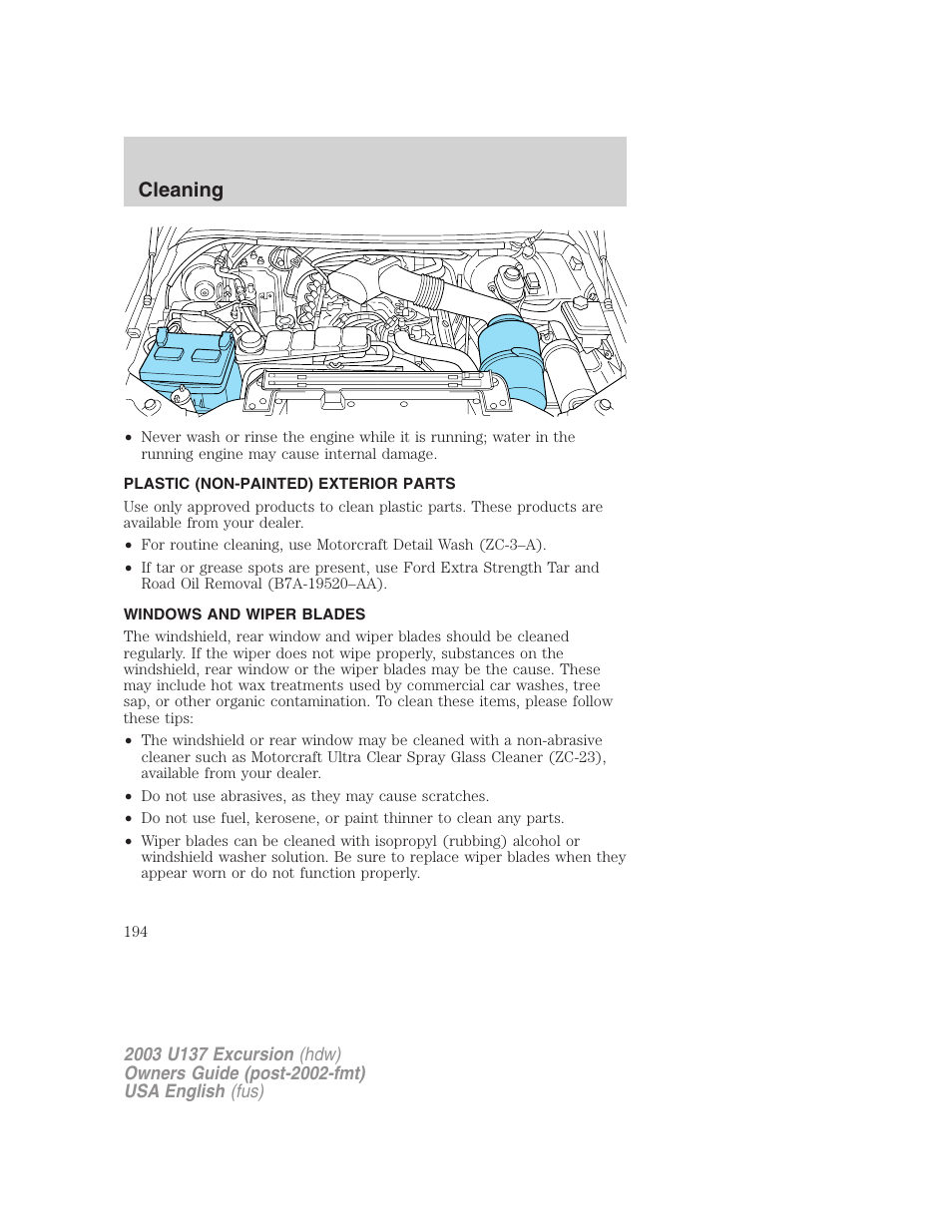 Cleaning | FORD 2003 Excursion v.3 User Manual | Page 194 / 256