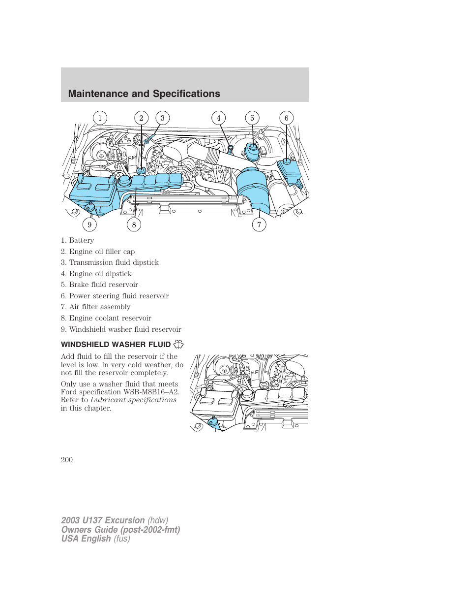 Maintenance and specifications | FORD 2003 Excursion v.3 User Manual | Page 200 / 256