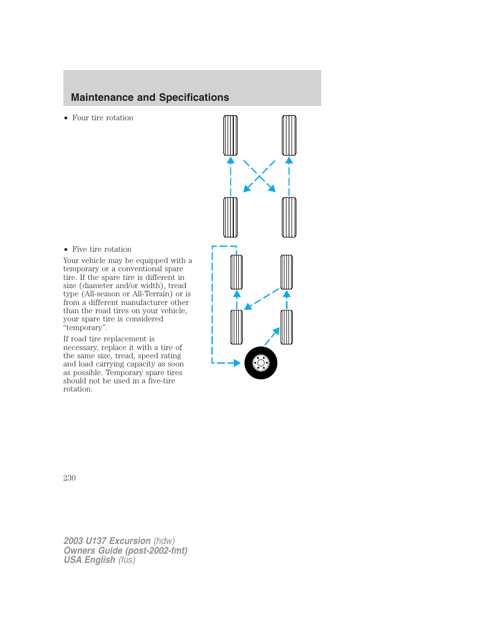 Maintenance and specifications | FORD 2003 Excursion v.3 User Manual | Page 230 / 256