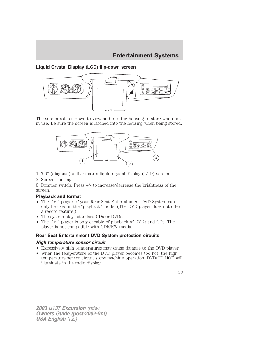 Entertainment systems | FORD 2003 Excursion v.3 User Manual | Page 33 / 256