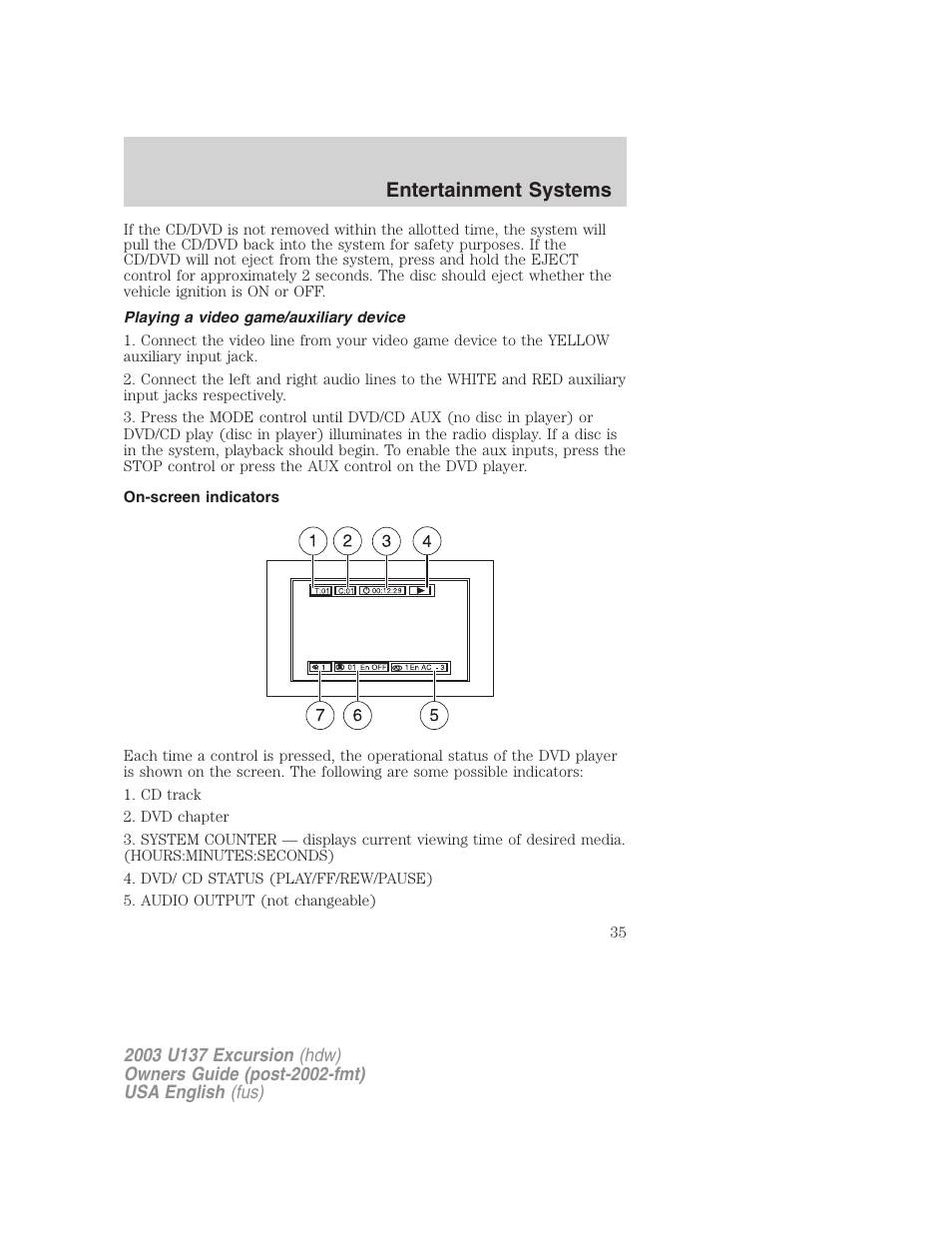 Entertainment systems | FORD 2003 Excursion v.3 User Manual | Page 35 / 256