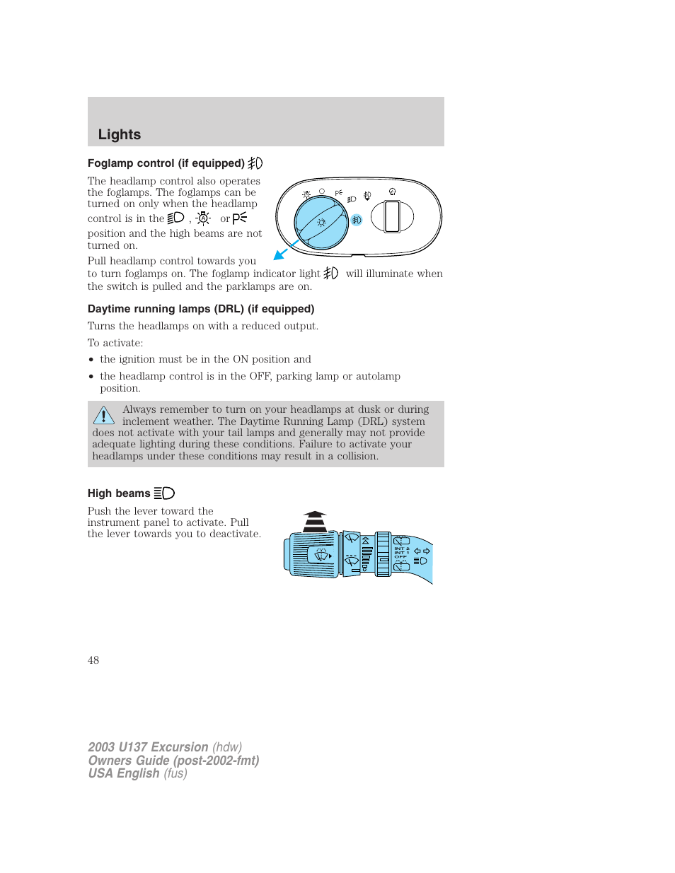 Lights | FORD 2003 Excursion v.3 User Manual | Page 48 / 256