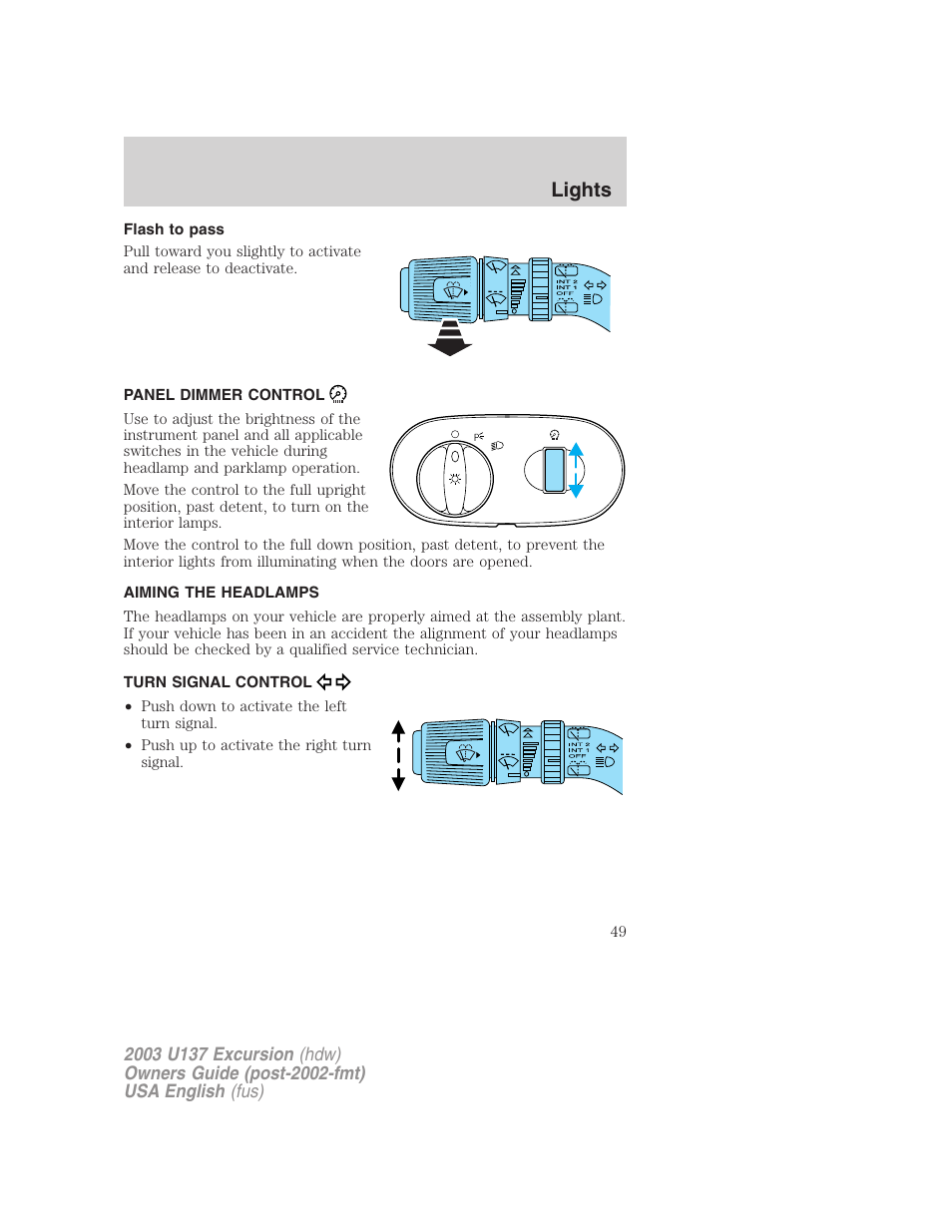 Lights | FORD 2003 Excursion v.3 User Manual | Page 49 / 256