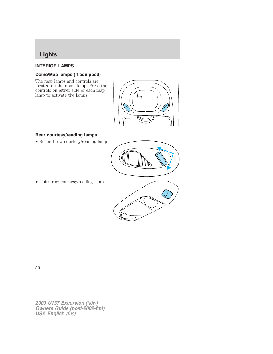 Lights | FORD 2003 Excursion v.3 User Manual | Page 50 / 256