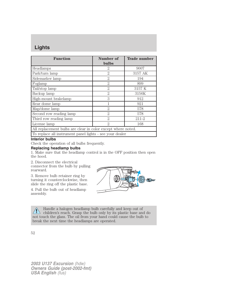 Lights | FORD 2003 Excursion v.3 User Manual | Page 52 / 256