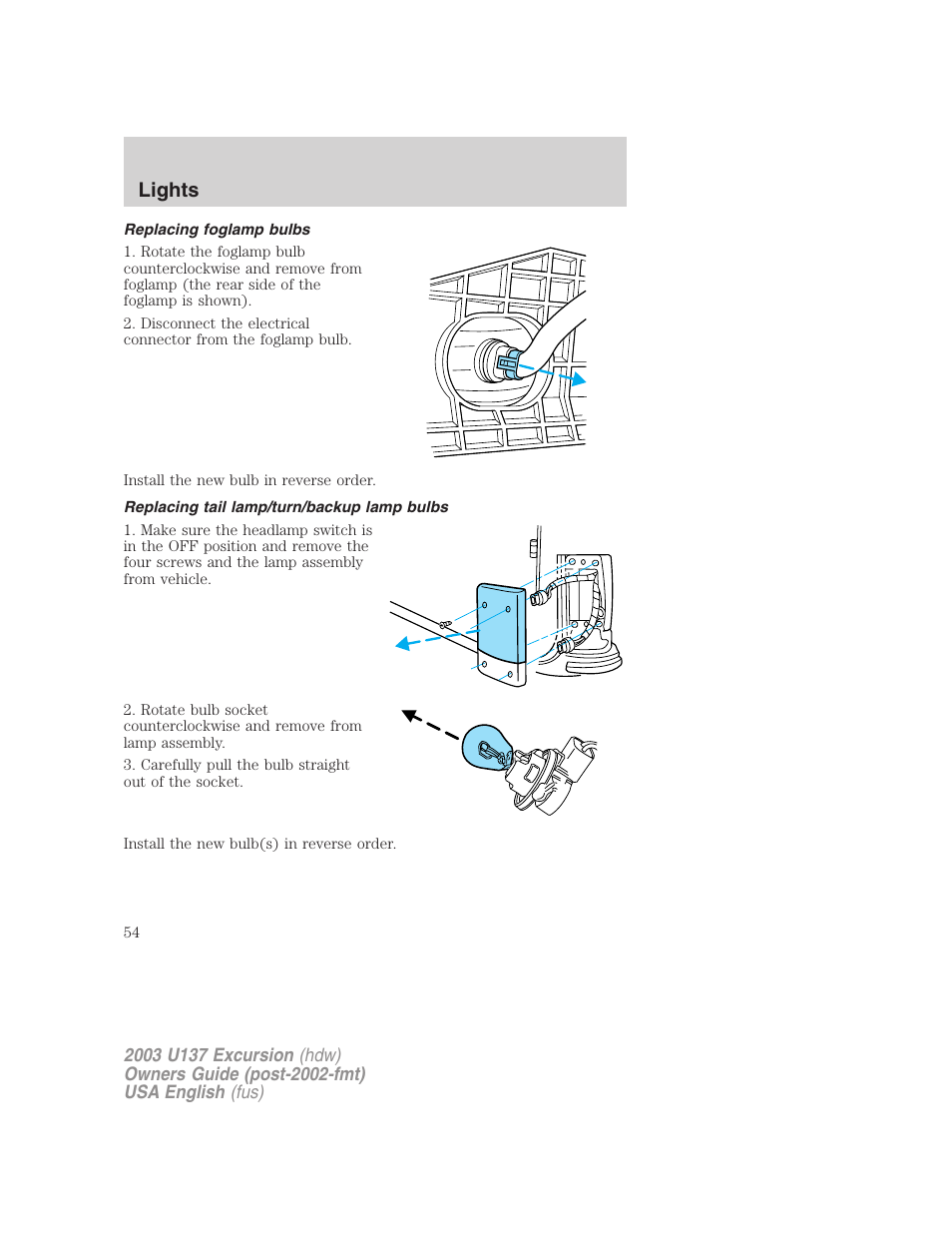 Lights | FORD 2003 Excursion v.3 User Manual | Page 54 / 256