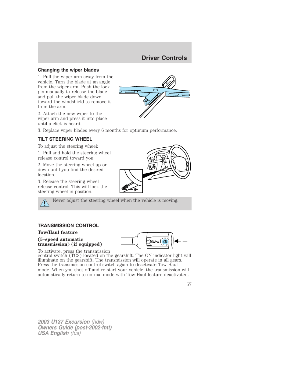 Driver controls | FORD 2003 Excursion v.3 User Manual | Page 57 / 256