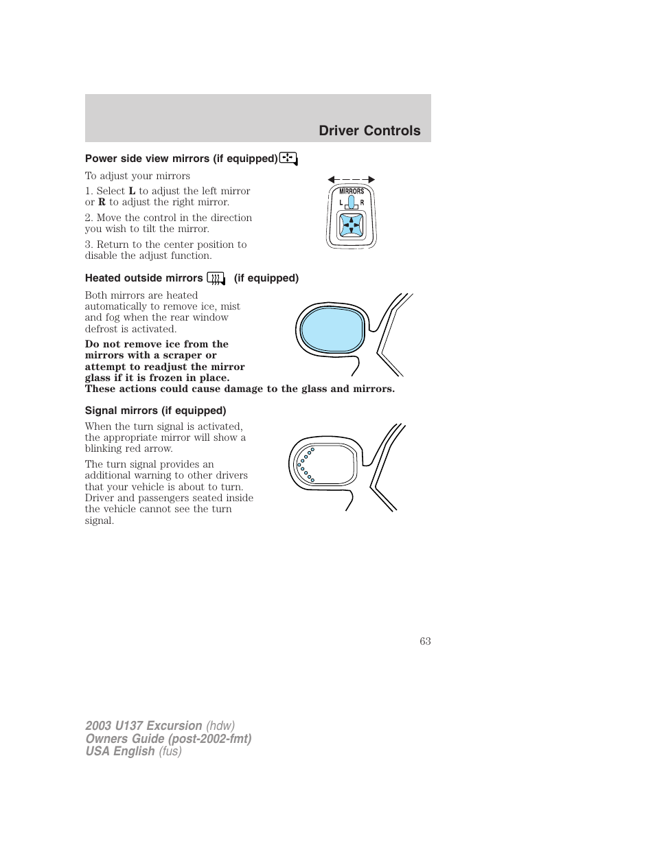 Driver controls | FORD 2003 Excursion v.3 User Manual | Page 63 / 256