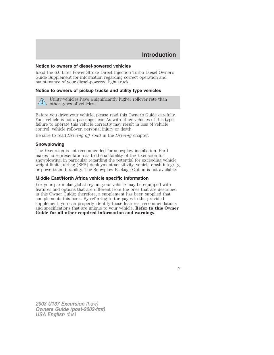 Introduction | FORD 2003 Excursion v.3 User Manual | Page 7 / 256