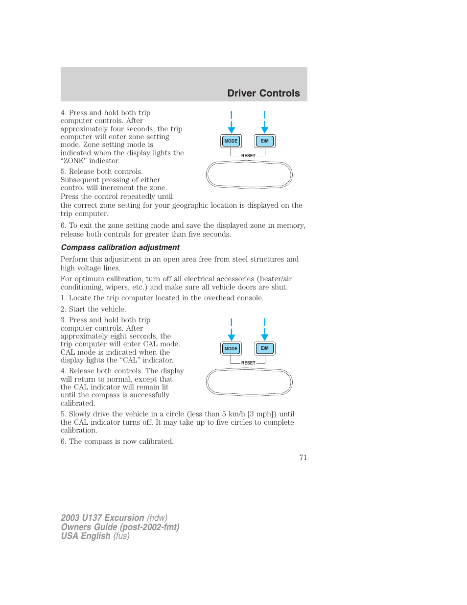 Driver controls | FORD 2003 Excursion v.3 User Manual | Page 71 / 256