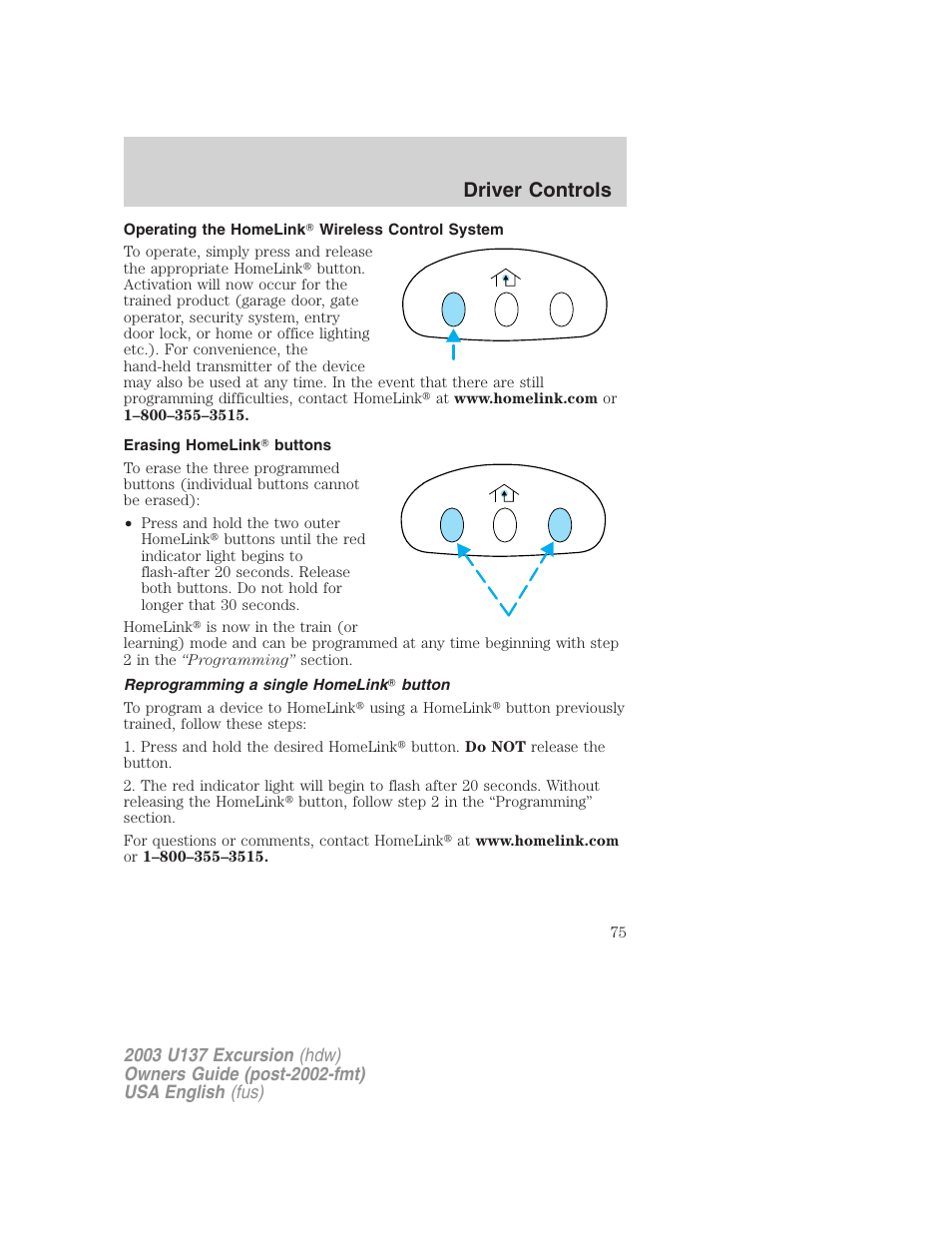 Driver controls | FORD 2003 Excursion v.3 User Manual | Page 75 / 256