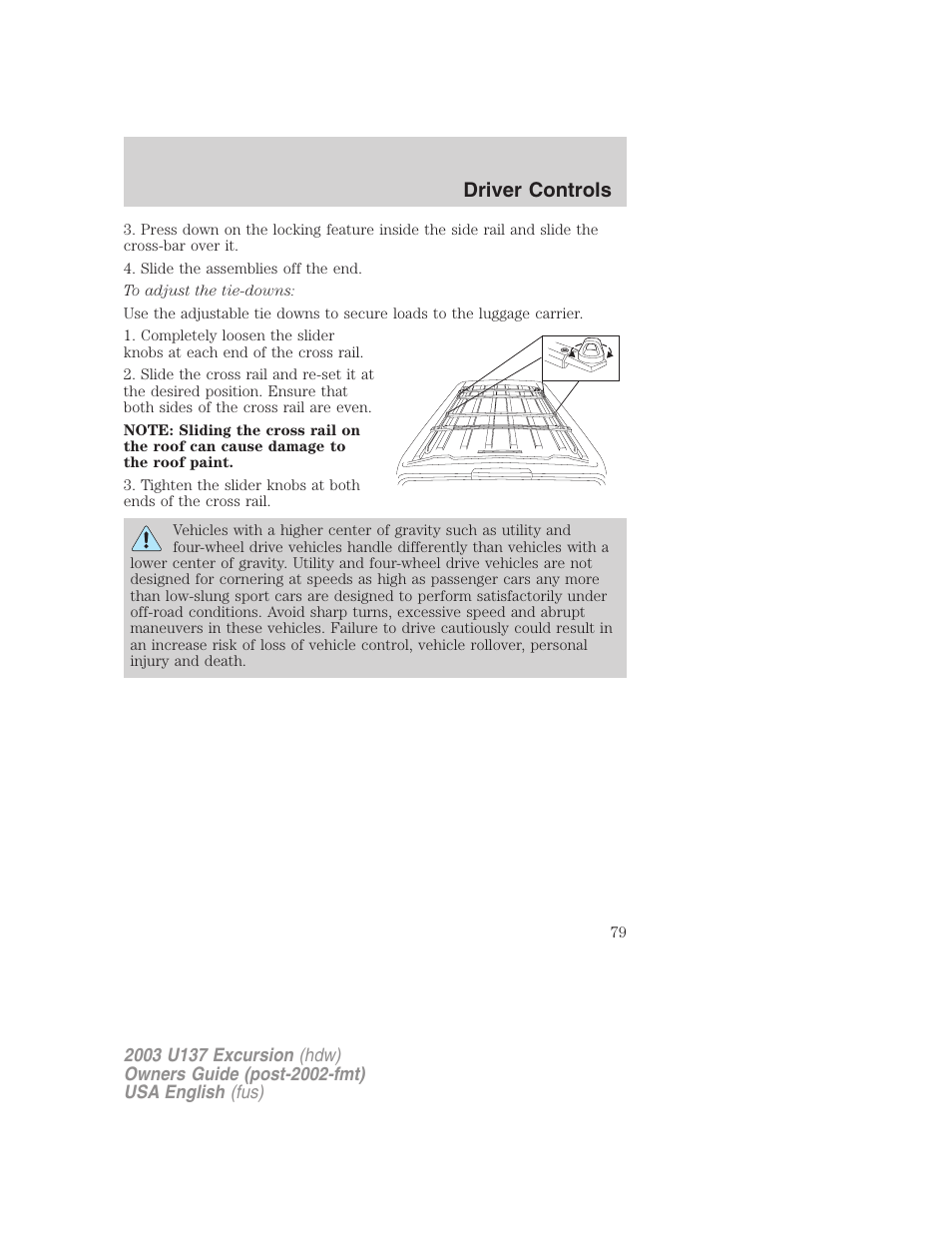 Driver controls | FORD 2003 Excursion v.3 User Manual | Page 79 / 256