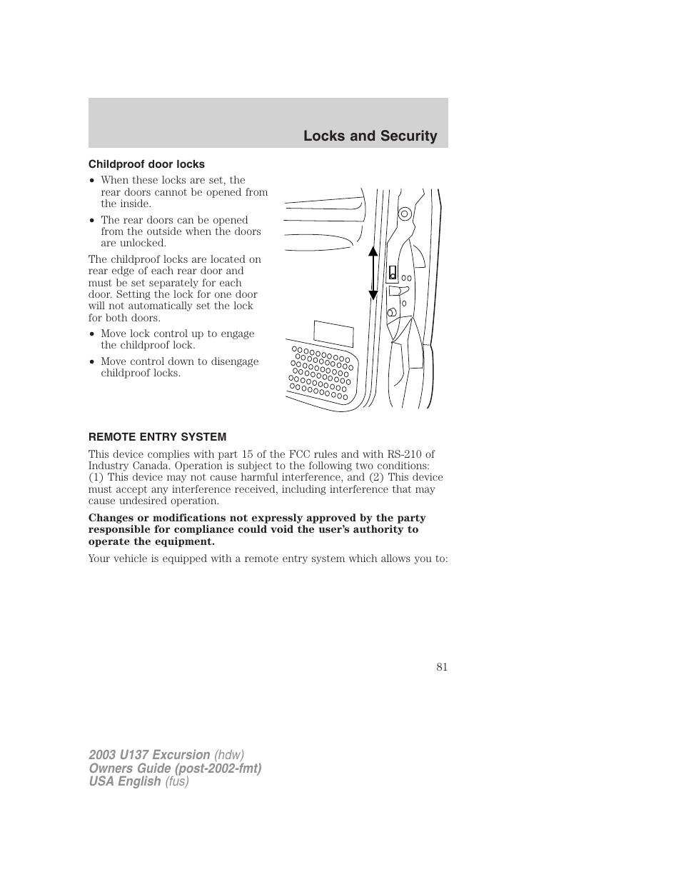 Locks and security | FORD 2003 Excursion v.3 User Manual | Page 81 / 256