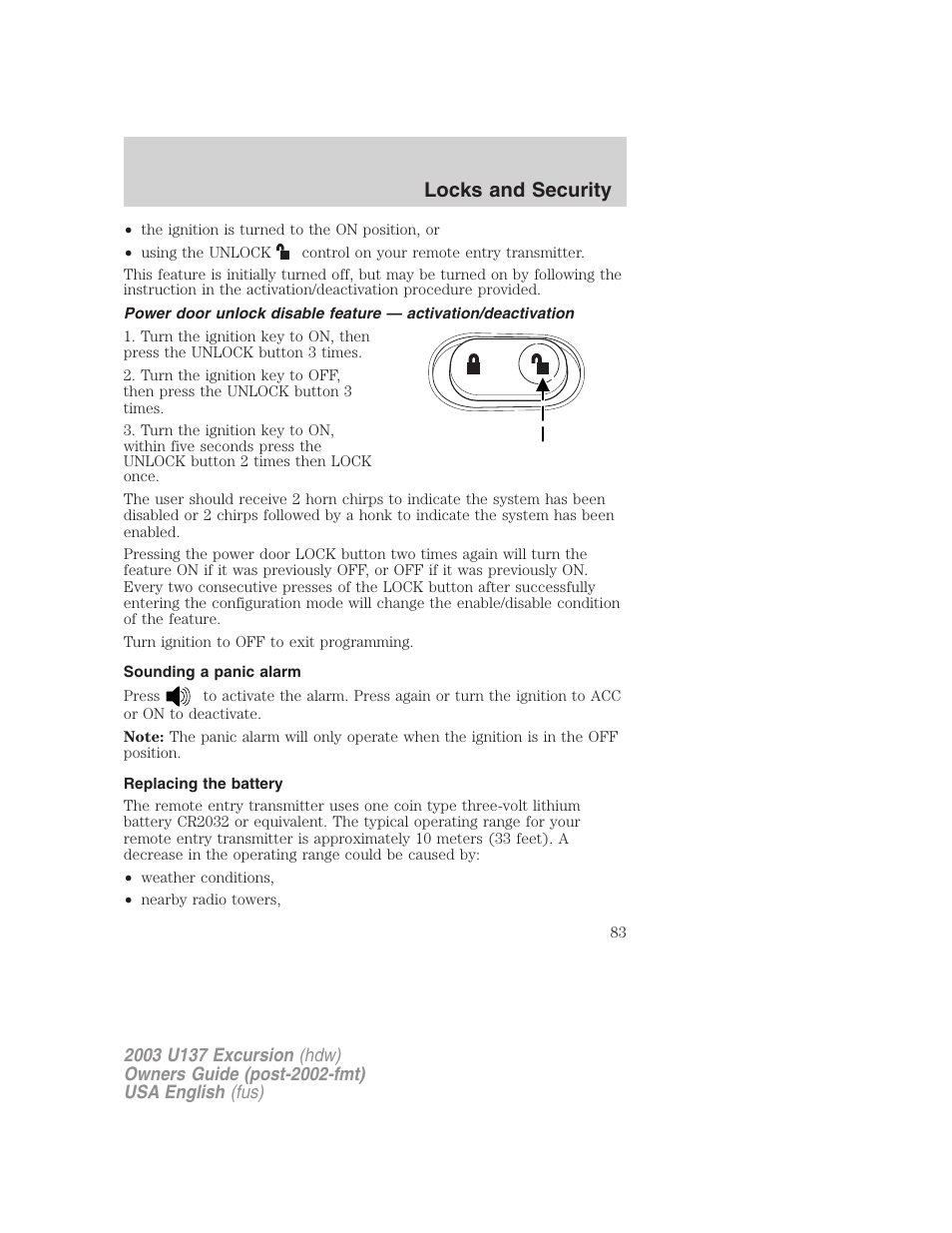 Locks and security | FORD 2003 Excursion v.3 User Manual | Page 83 / 256