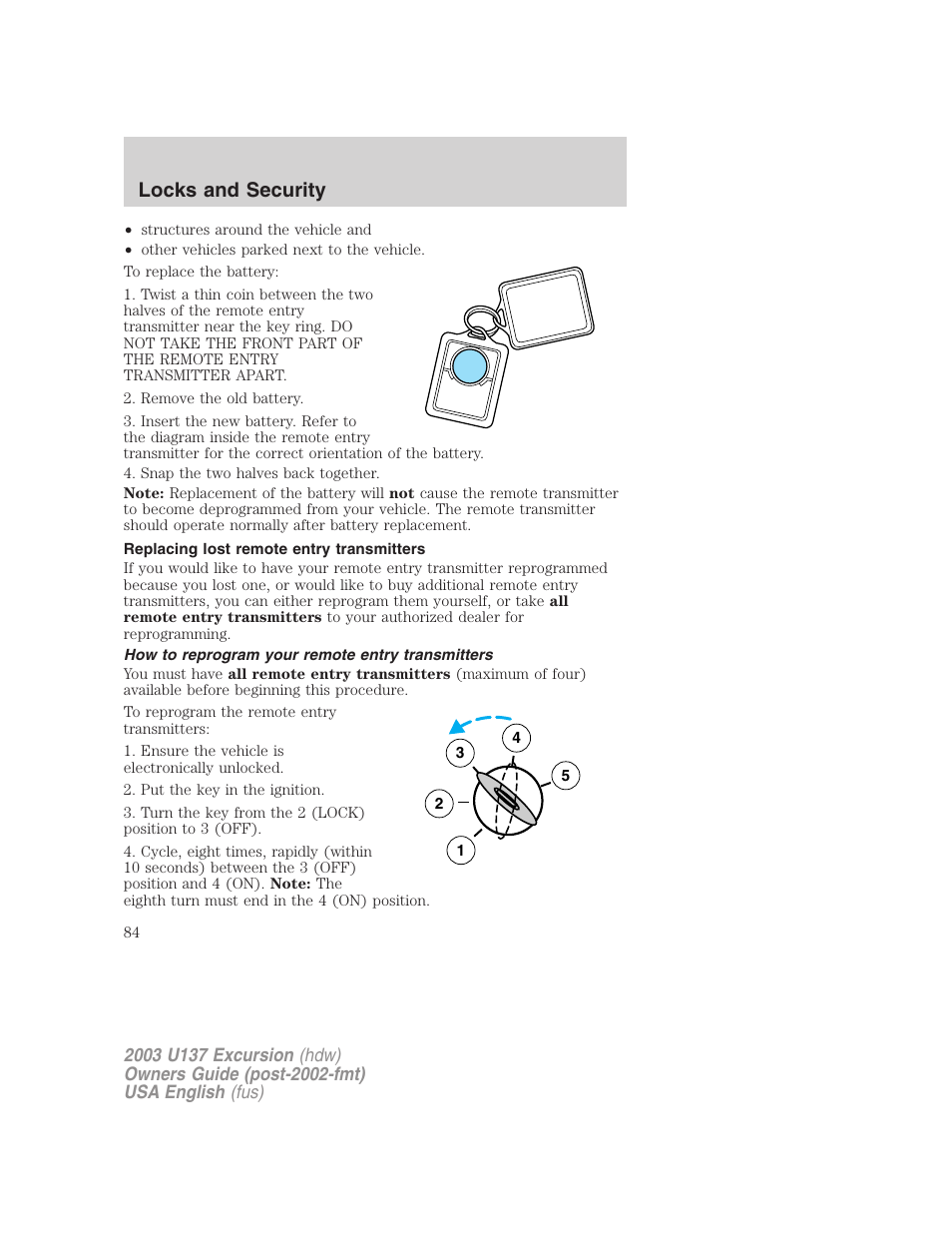 Locks and security | FORD 2003 Excursion v.3 User Manual | Page 84 / 256