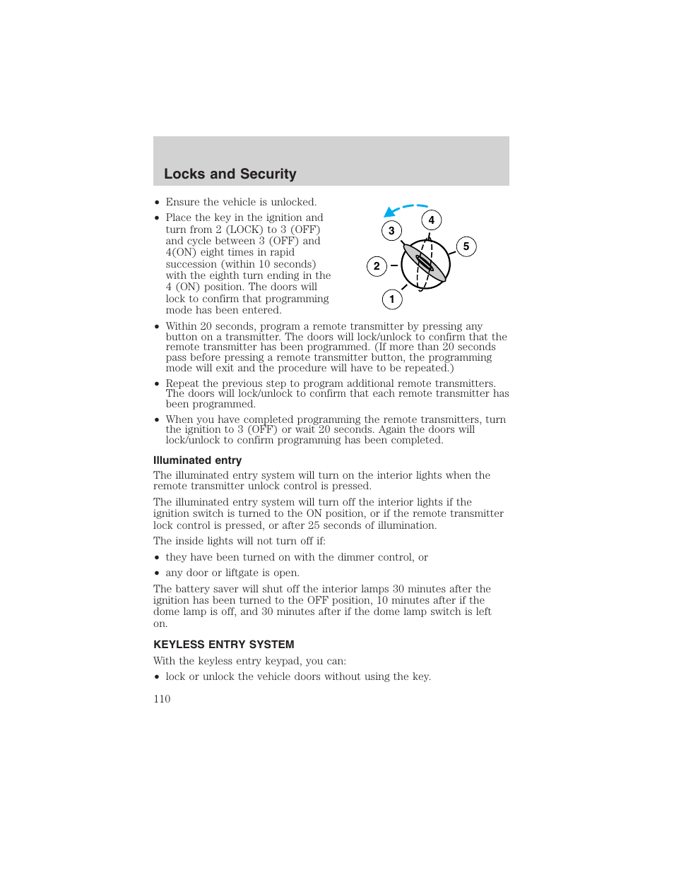 Locks and security | FORD 2003 Excursion v.4 User Manual | Page 110 / 272