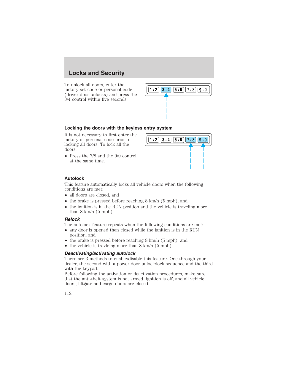 Locks and security | FORD 2003 Excursion v.4 User Manual | Page 112 / 272