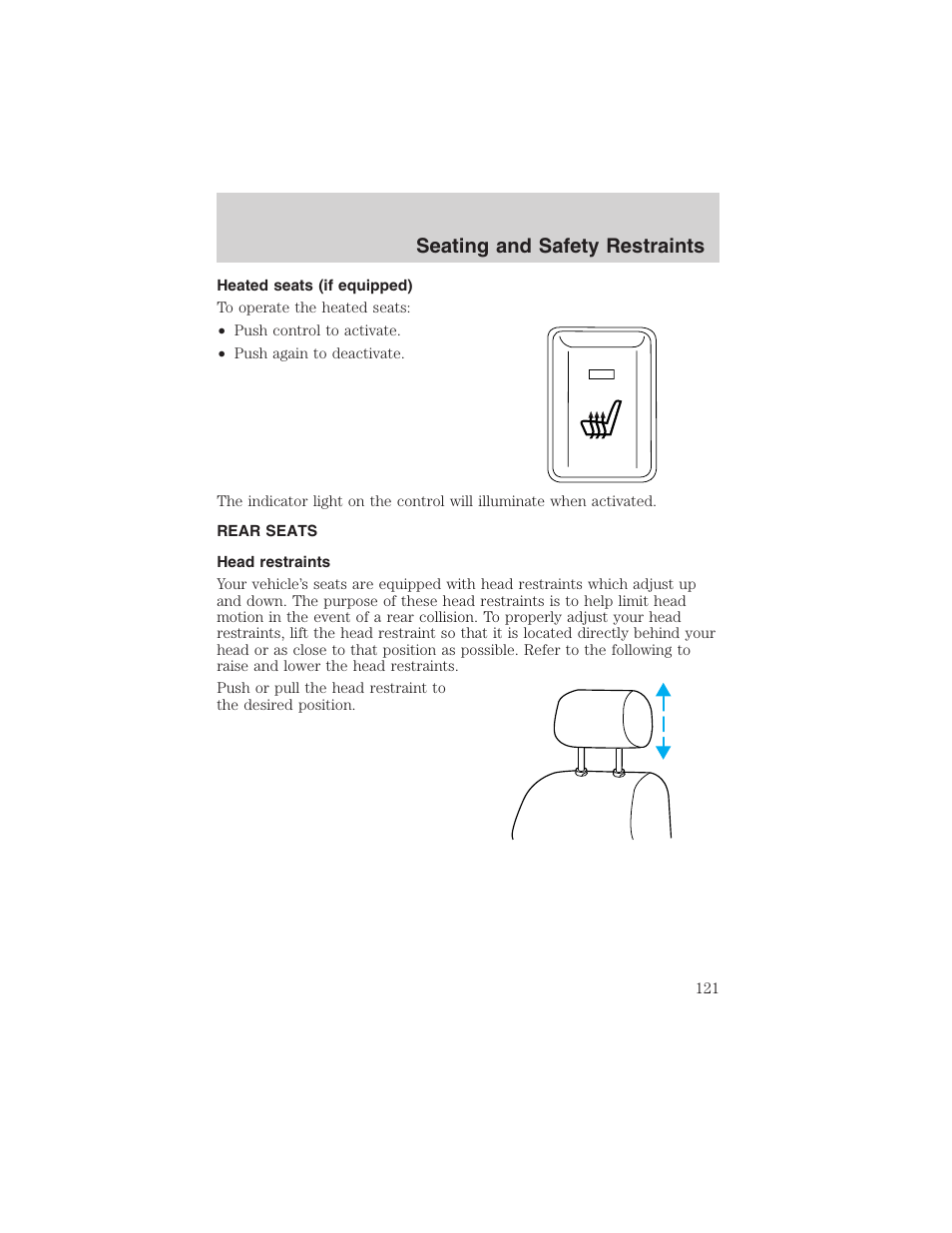 Seating and safety restraints | FORD 2003 Excursion v.4 User Manual | Page 121 / 272