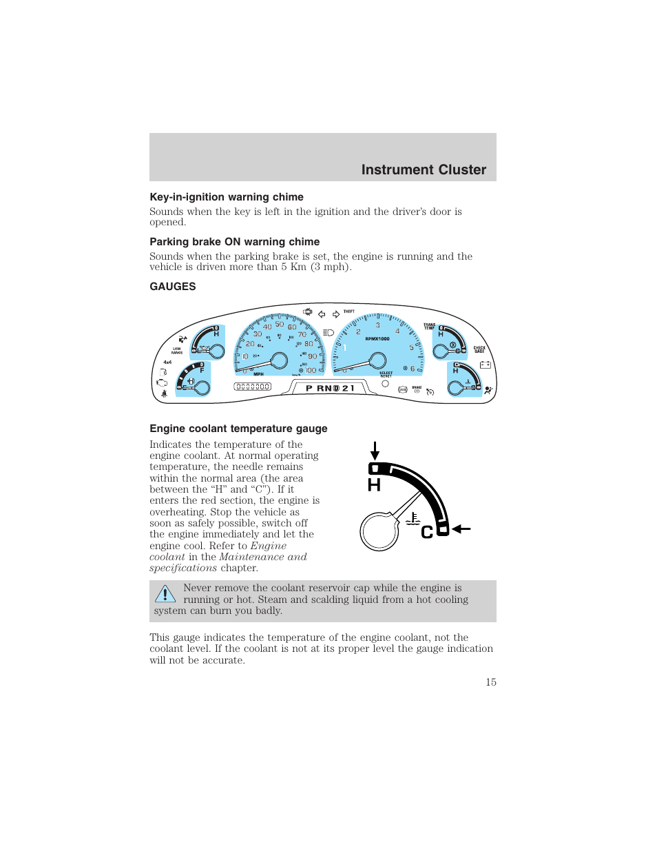 Instrument cluster | FORD 2003 Excursion v.4 User Manual | Page 15 / 272