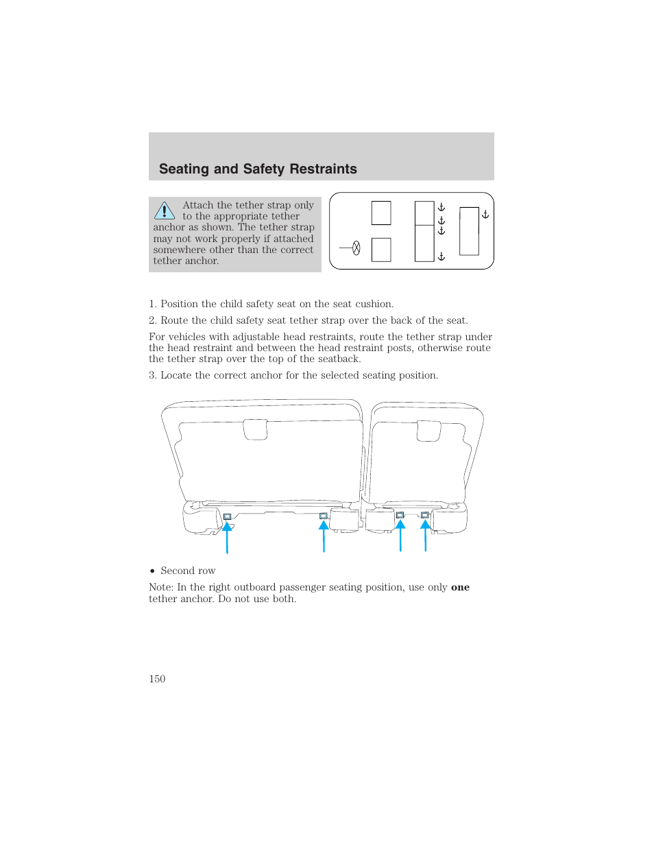 Seating and safety restraints | FORD 2003 Excursion v.4 User Manual | Page 150 / 272
