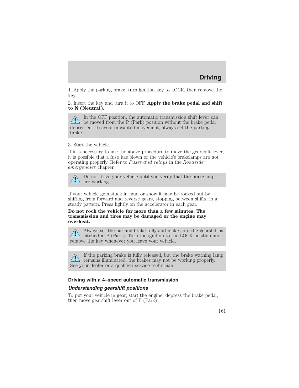 Driving | FORD 2003 Excursion v.4 User Manual | Page 161 / 272