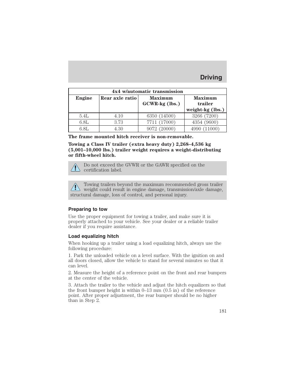 Driving | FORD 2003 Excursion v.4 User Manual | Page 181 / 272