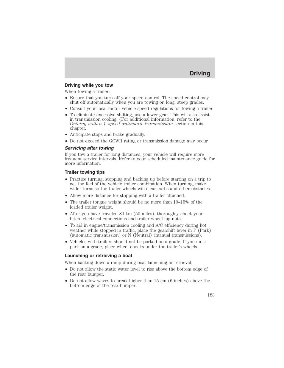 Driving | FORD 2003 Excursion v.4 User Manual | Page 183 / 272