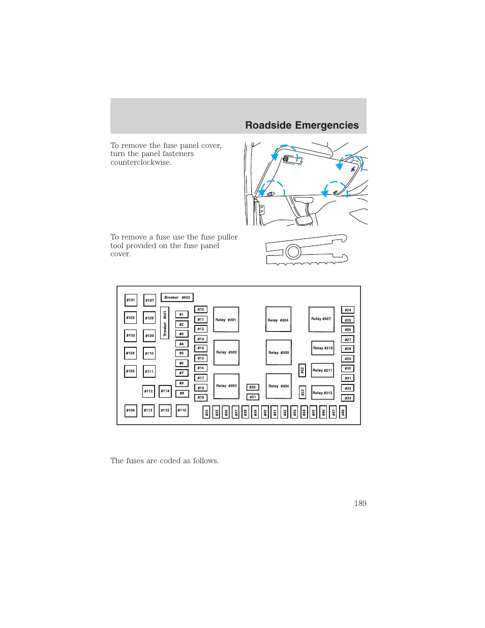 Roadside emergencies | FORD 2003 Excursion v.4 User Manual | Page 189 / 272