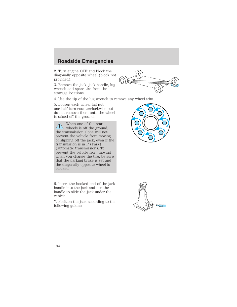 Roadside emergencies | FORD 2003 Excursion v.4 User Manual | Page 194 / 272