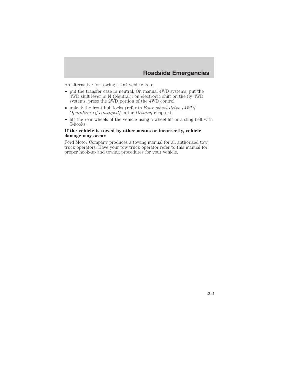 Roadside emergencies | FORD 2003 Excursion v.4 User Manual | Page 203 / 272