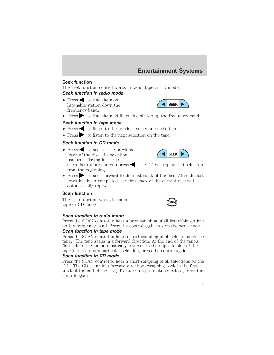 Entertainment systems | FORD 2003 Excursion v.4 User Manual | Page 21 / 272