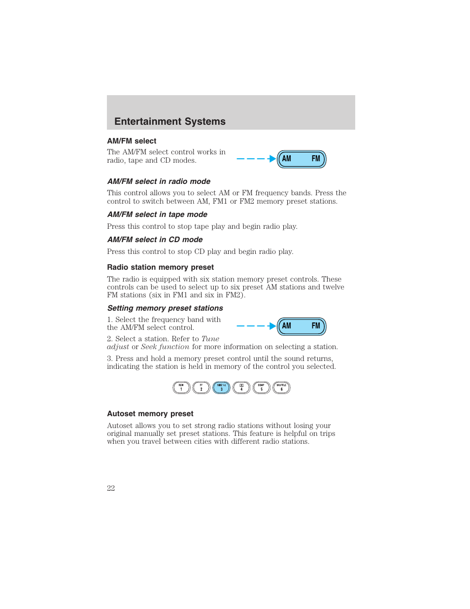 Entertainment systems | FORD 2003 Excursion v.4 User Manual | Page 22 / 272