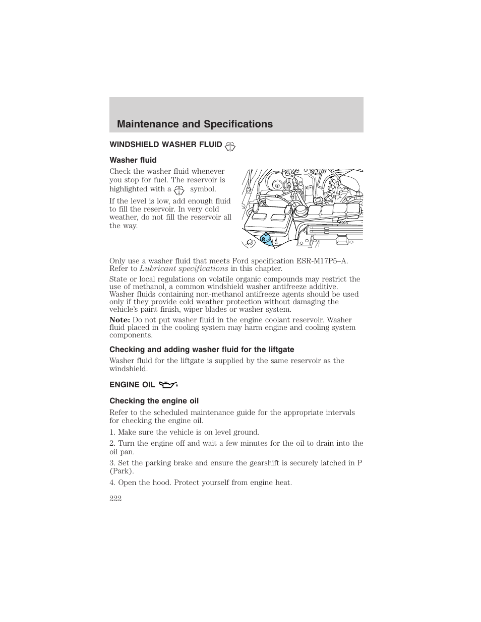 Maintenance and specifications | FORD 2003 Excursion v.4 User Manual | Page 222 / 272