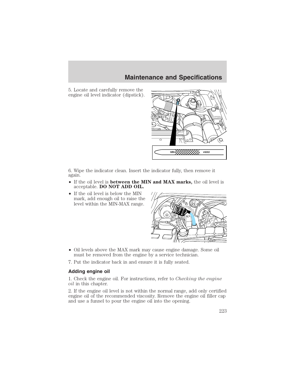 Maintenance and specifications | FORD 2003 Excursion v.4 User Manual | Page 223 / 272