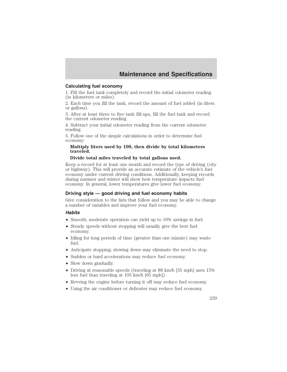 Maintenance and specifications | FORD 2003 Excursion v.4 User Manual | Page 239 / 272