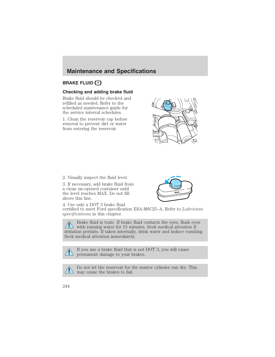 Maintenance and specifications | FORD 2003 Excursion v.4 User Manual | Page 244 / 272
