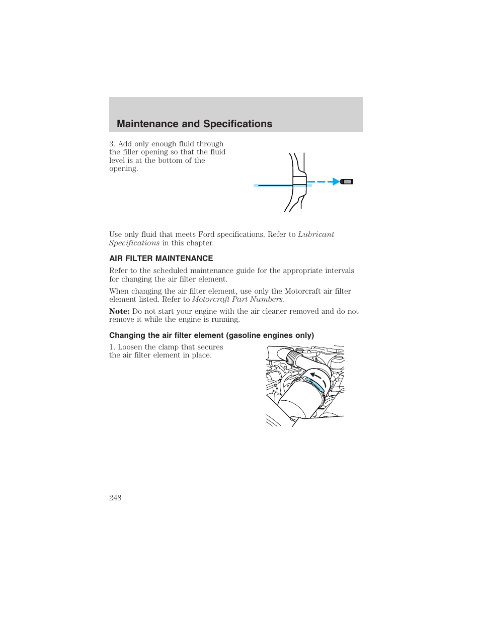 Maintenance and specifications | FORD 2003 Excursion v.4 User Manual | Page 248 / 272