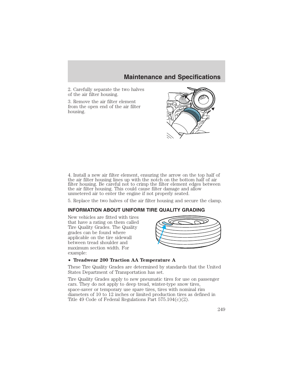 Maintenance and specifications | FORD 2003 Excursion v.4 User Manual | Page 249 / 272