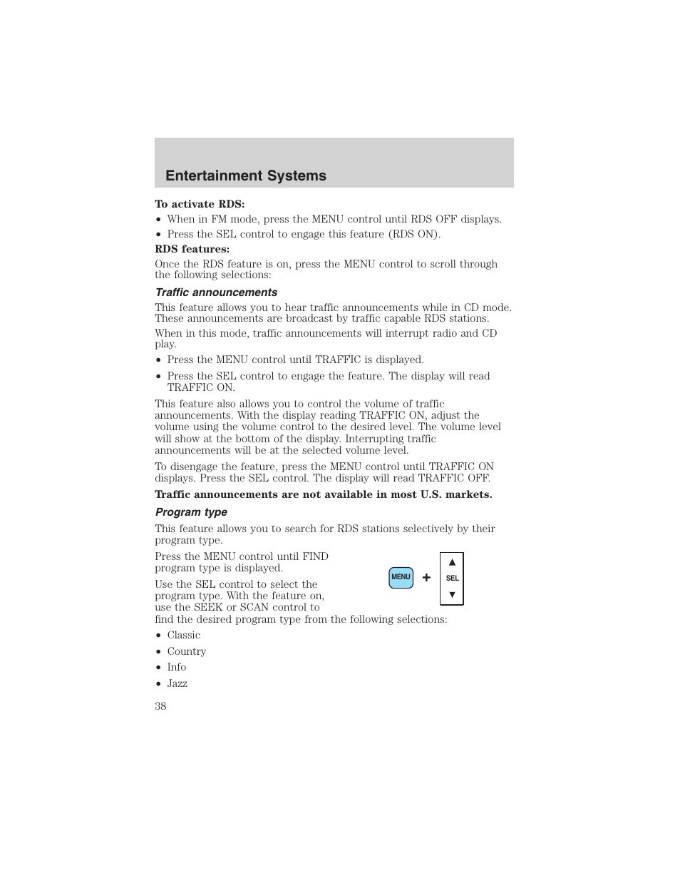 Entertainment systems | FORD 2003 Excursion v.4 User Manual | Page 38 / 272