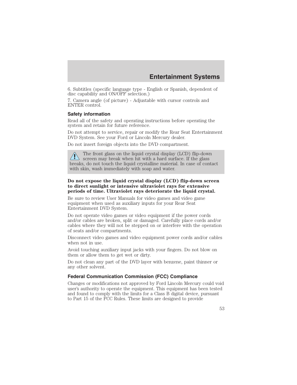 Entertainment systems | FORD 2003 Excursion v.4 User Manual | Page 53 / 272