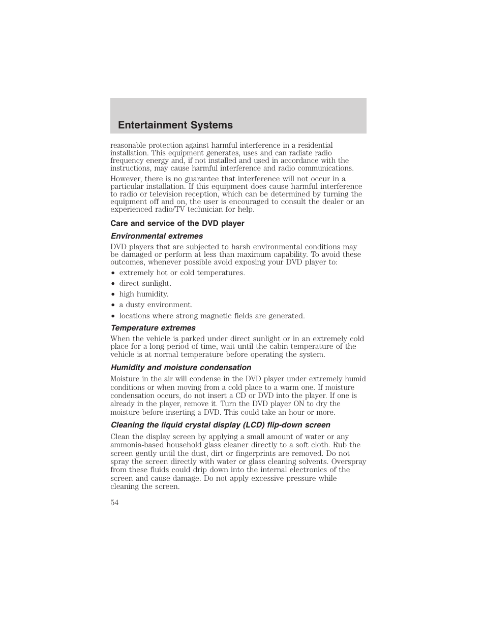 Entertainment systems | FORD 2003 Excursion v.4 User Manual | Page 54 / 272
