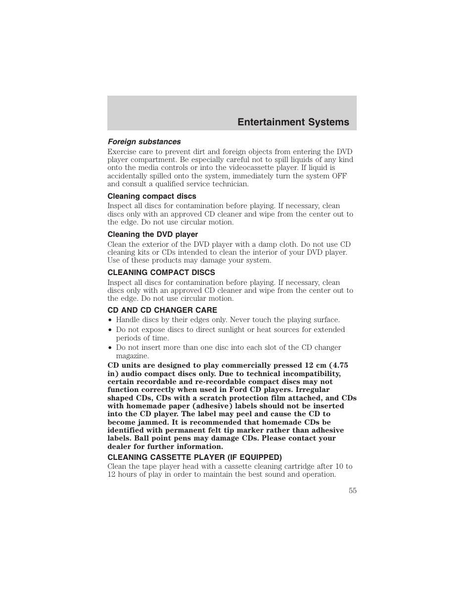 Entertainment systems | FORD 2003 Excursion v.4 User Manual | Page 55 / 272