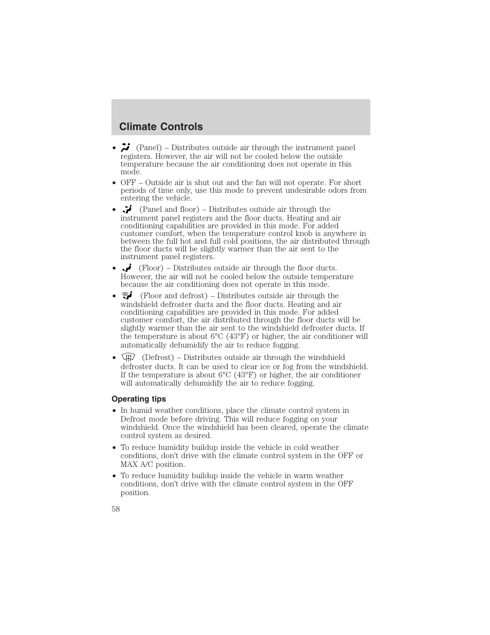 Climate controls | FORD 2003 Excursion v.4 User Manual | Page 58 / 272