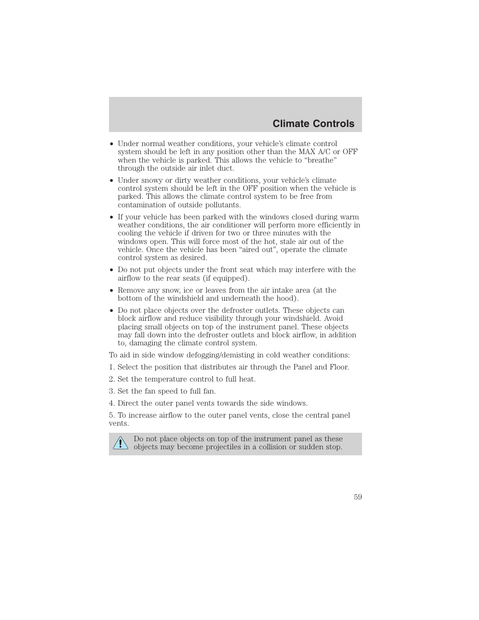 Climate controls | FORD 2003 Excursion v.4 User Manual | Page 59 / 272