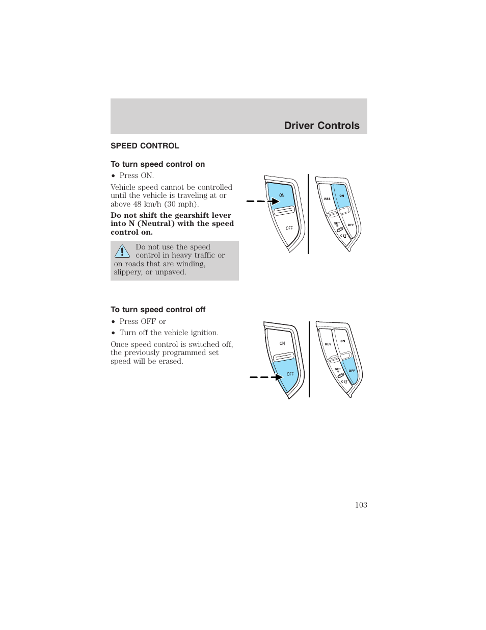 Driver controls | FORD 2003 Expedition v.1 User Manual | Page 103 / 320