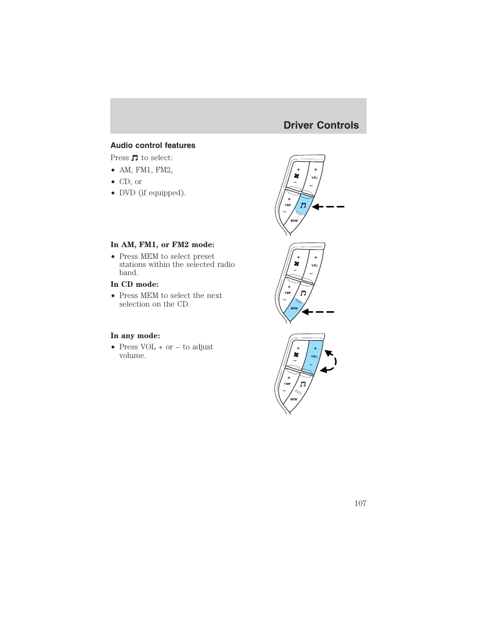Driver controls | FORD 2003 Expedition v.1 User Manual | Page 107 / 320